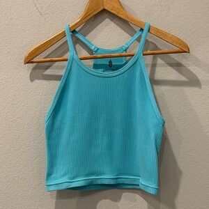 Free People Happiness Runs Turquoise‎ Ribbed Crop Top Size XS/S